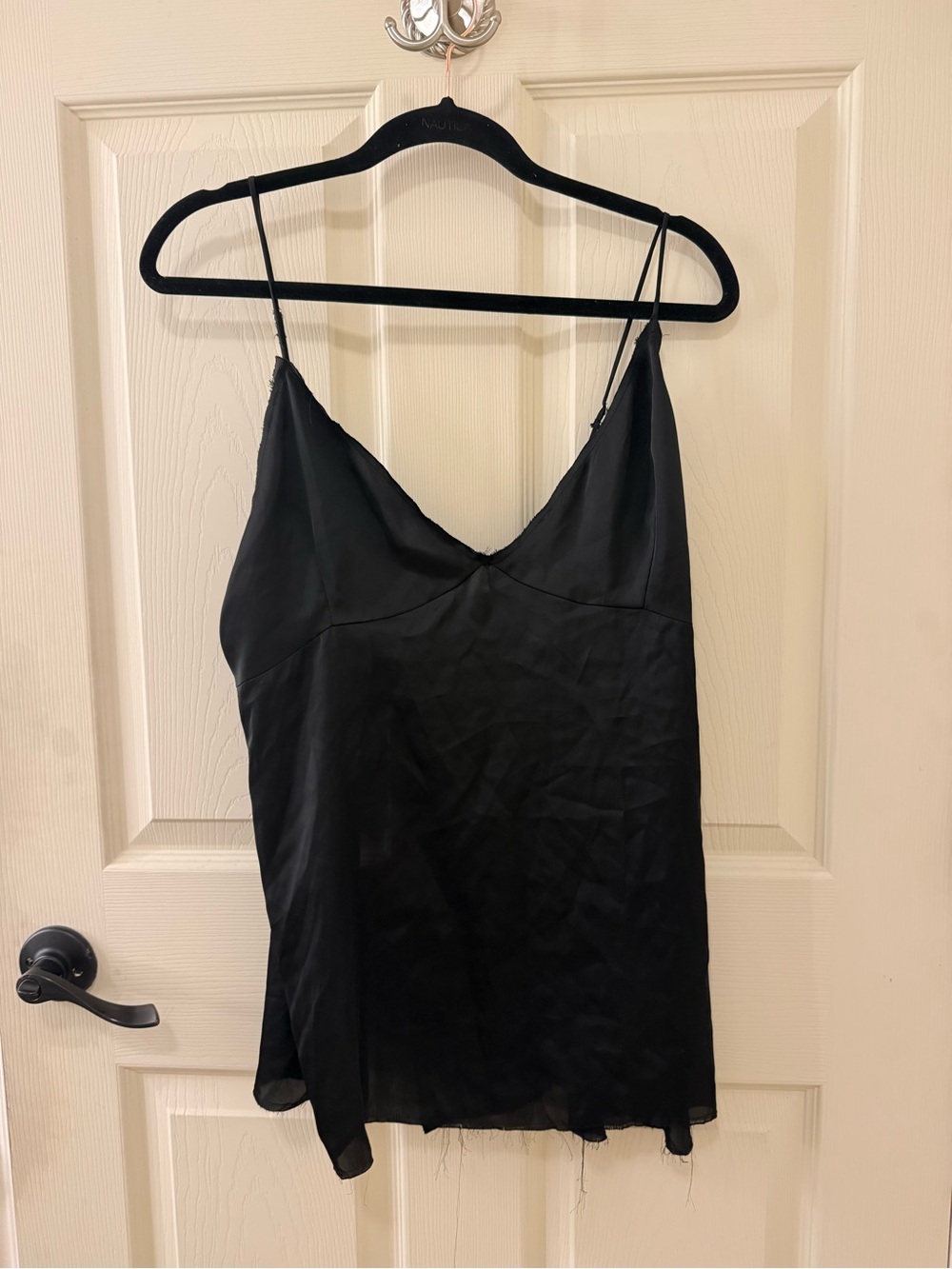 Zara Black Satin Camisole with Spaghetti Straps and buttons